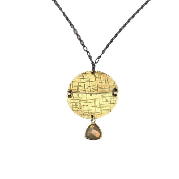 925 Sterling Silver Gold Tone Pendant Chain Necklace Lobster Closure 25 Inches - Picture 1 of 5